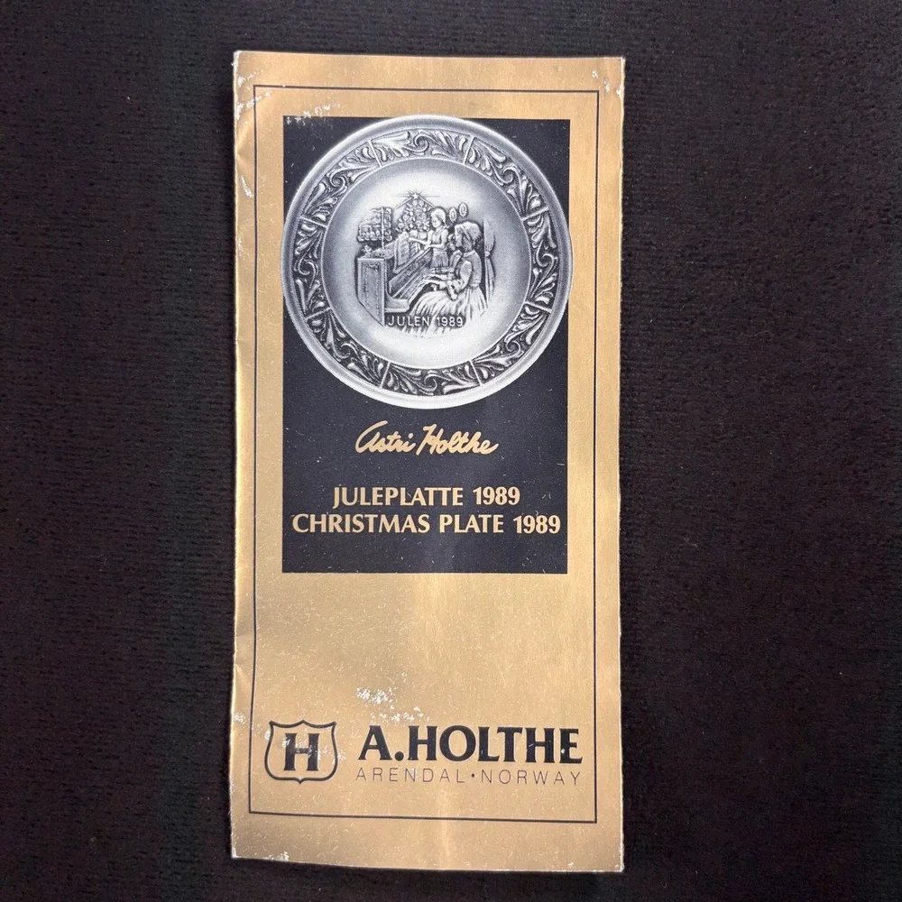 A. Holthe Norway Pewter Plate Julen 1989 Christmas Plate with Box‎ Collectible